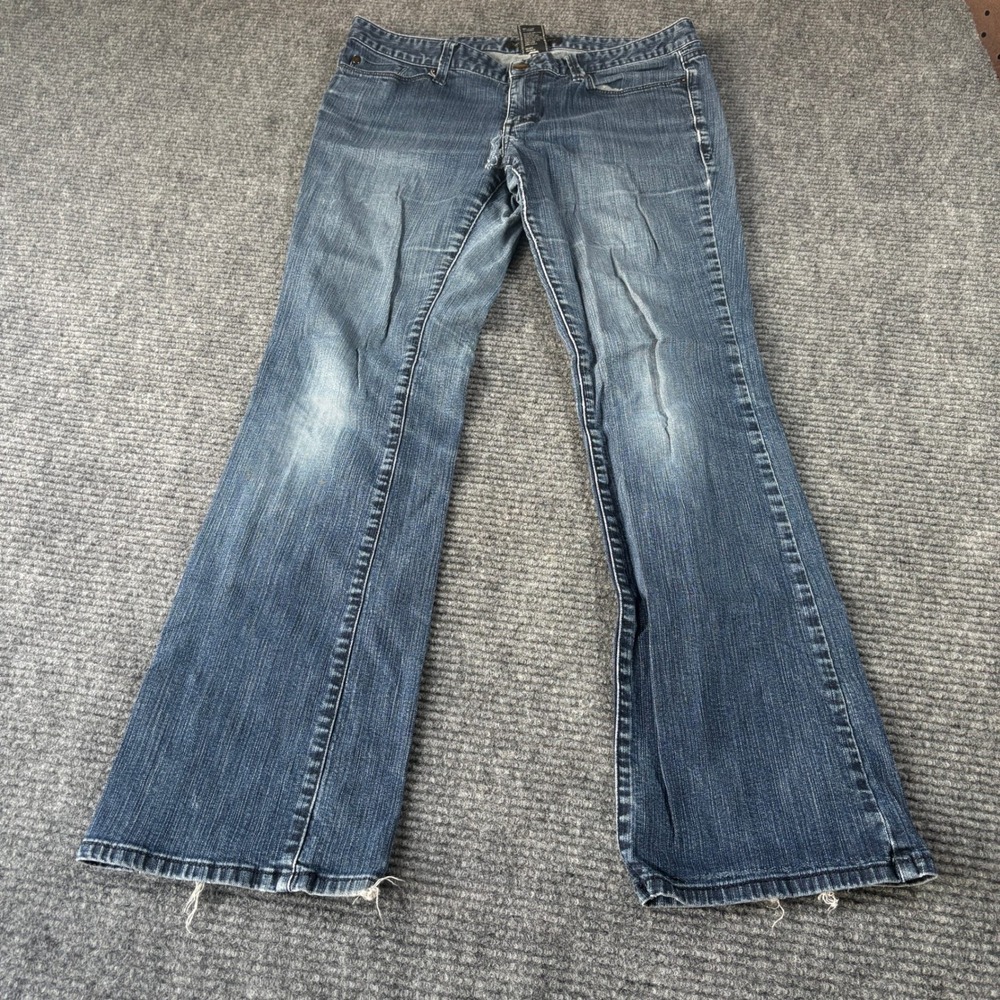 Mossimo Premium Denim Blue Bootcut Jeans Womens Size 10 Distressed Medium Wash
